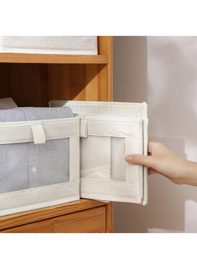FUOE Linen Closet Organizers And Storage, 4 Pack Storage Bins Baskets for Organization Foldable Organizer with Clear Window Organizing Clothing, Jeans, Shelves - Image 5